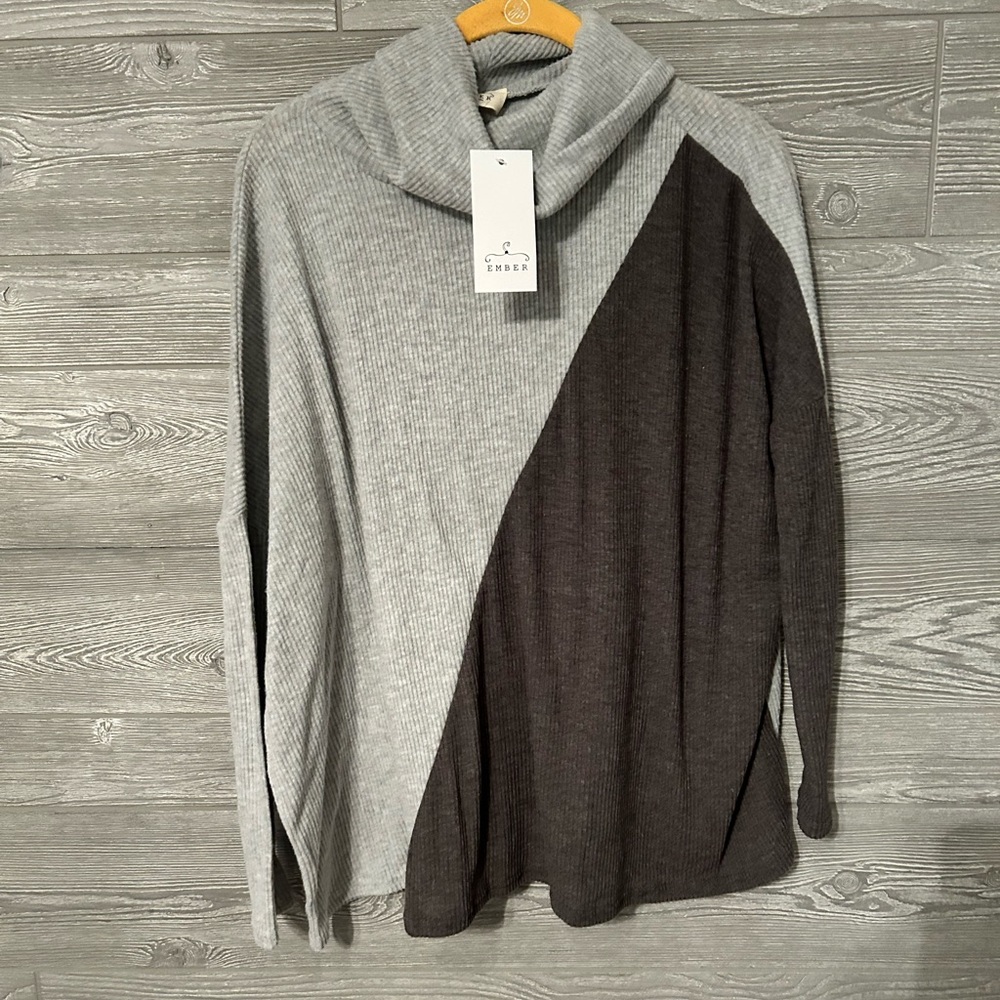 Ember Colorblock Cowl Neck Ribbed Sweater‎ Top Women's Size S